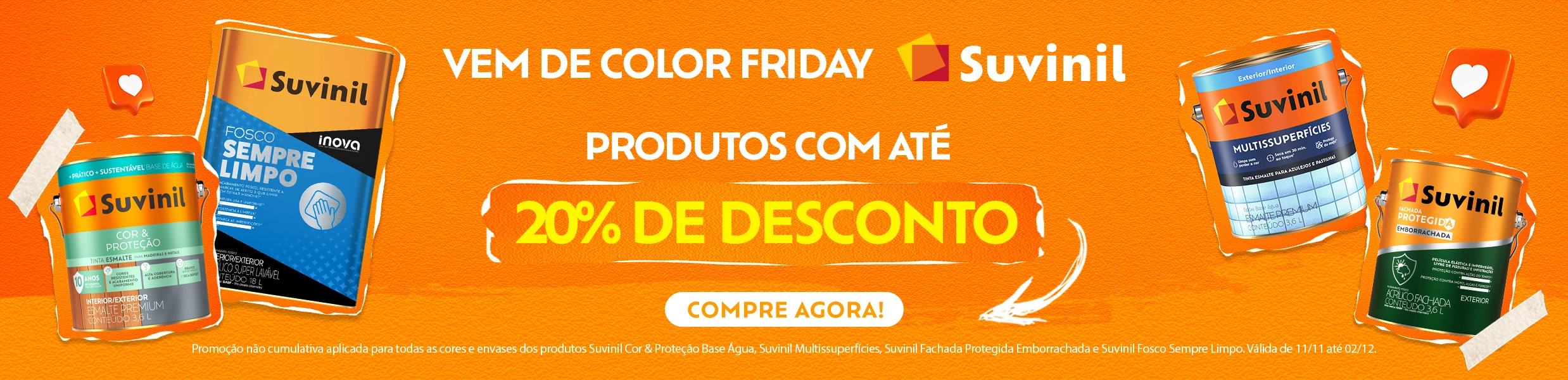 banner exibindo a promoção Color Friday com 20% de desconto em produtos Suvinil